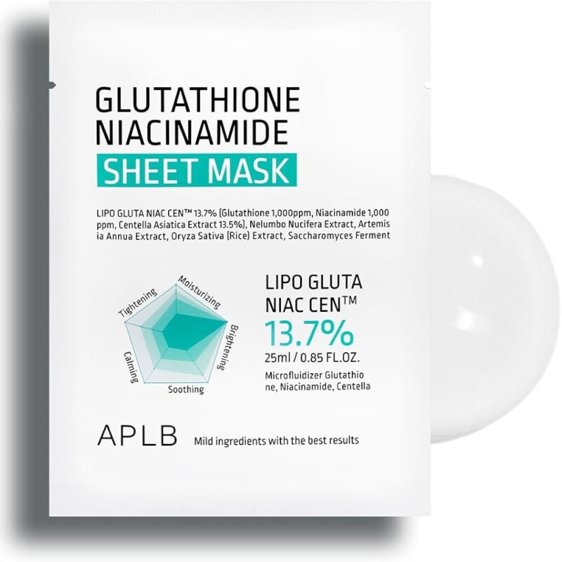 APLB Glutathione Niacinamide Sheet Mask - 10 PCS