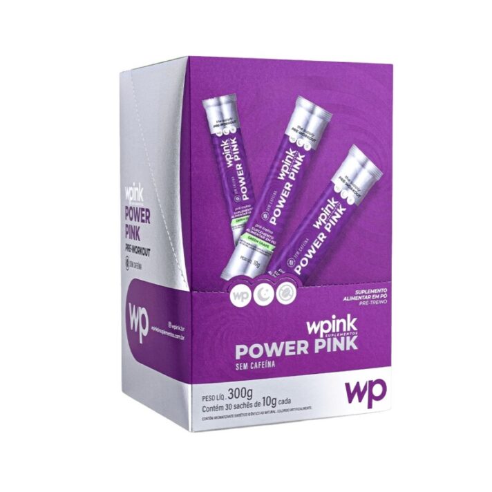 power pink sem cafeína de maçã verde - pré-treino - 300g - wp